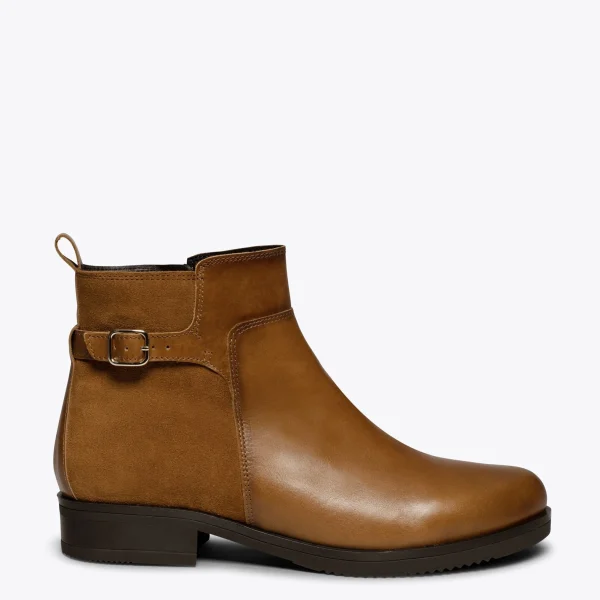 Meilleur Prix Garanti MiMaO ShopOnline DUO – Bottines Plates CAMEL Avec Cuir Combiné 1