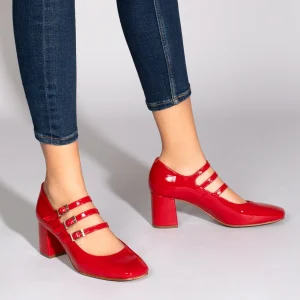 MiMaO ShopOnline SHINE – Chaussures En Cuir Verni Avec Bracelets ROUGE magasin pas cher 19