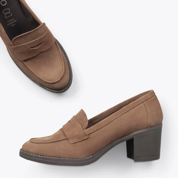 Prestation Et Rapide MiMaO ShopOnline MOKKA – Mocassin En Nubuck à Talon MARRON 3