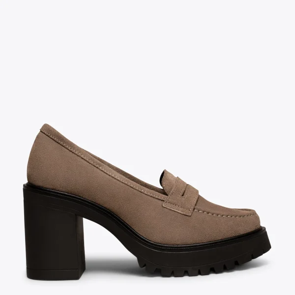 en vente MiMaO ShopOnline MOCASSIN TRACK – Chaussures à Talons Hauts Et Chaussures à Plateforme TAUPE 1