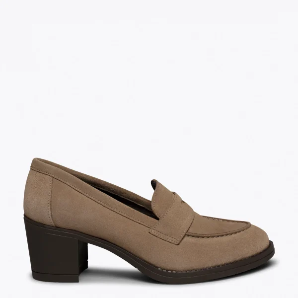 magasin MiMaO ShopOnline MOKKA – Mocassin TAUPE Pour Femme à Talon 1