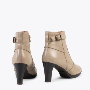 MiMaO ShopOnline MILAN – Bottines à Talon Et Bracelet Décoratif TAUPE SOLDES TOUT À 13