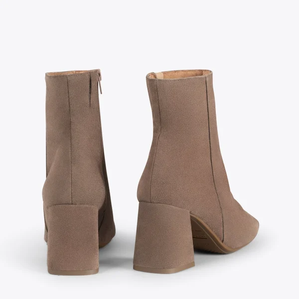 MiMaO ShopOnline PARIS – Bottines à Talon Bloc Et Bout Carré TAUPE luxe soldes 4