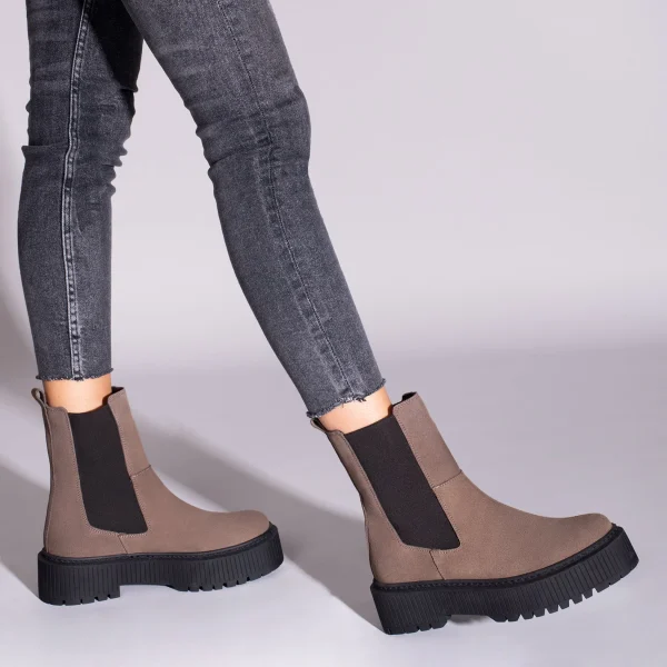 Nouvelle Collection MiMaO ShopOnline GLASGOW – Bottines Hautes TAUPE Avec Plateforme Track 7