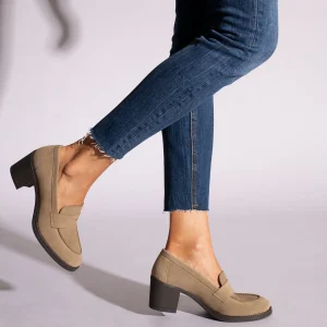 magasin MiMaO ShopOnline MOKKA – Mocassin TAUPE Pour Femme à Talon 22