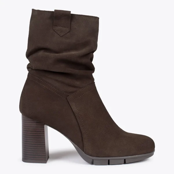 magasin MiMaO ShopOnline Wave -Bottines à Talon Et Zip MARRON 1