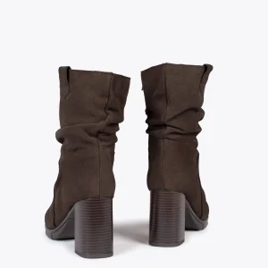 magasin MiMaO ShopOnline Wave -Bottines à Talon Et Zip MARRON 13