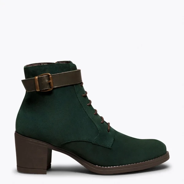 SOLDES TOUT À MiMaO ShopOnline TOP – Bottines à Lacets VERT BOUTEILLE à Talon 1