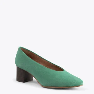 MiMaO ShopOnline URBAN STYLE – Chaussures à Talon Bas En Nubuck VERT à prix promos 15