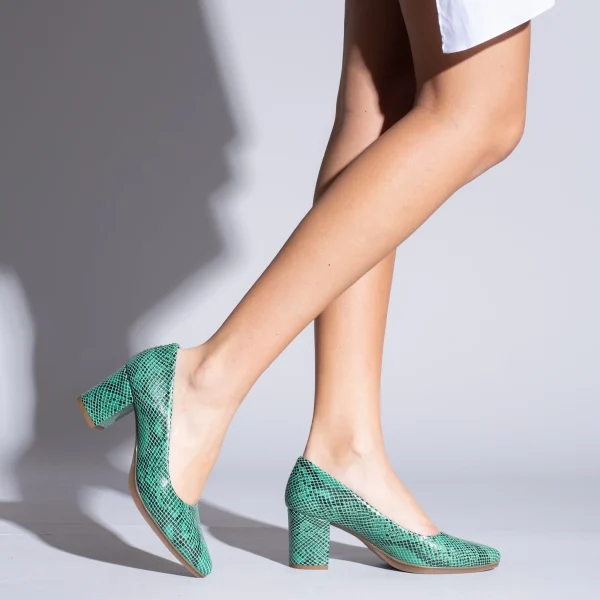 MiMaO ShopOnline URBAN S SERPENT- Escarpin à Petit Talon VERT Imitation Serpent Acheter Maintenant 7