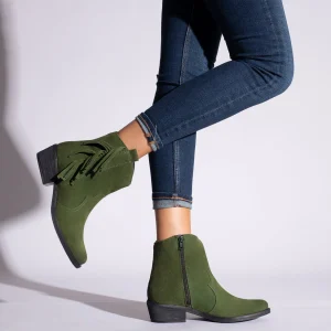 MiMaO ShopOnline BOHO- Bottines VERT Style Cowboy Avec Franges marque pas cher en ligne 19