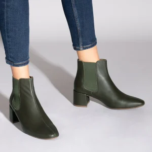 magasin en ligne france MiMaO ShopOnline BOTTIN URBAN – Bottines Chelsea En Cuir à Talon Large VERT 19