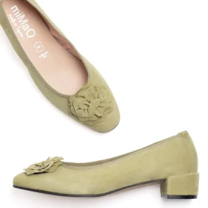 MiMaO ShopOnline FLEUR- Ballerine En Daim Avec Fleur VERT Réductions 17