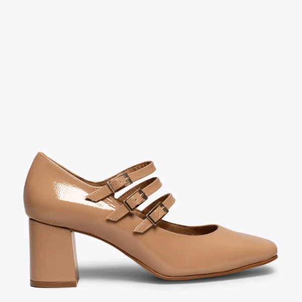 vente pas cher MiMaO ShopOnline SHINE – Chaussures En Cuir Verni Avec Bracelets NUDE 1