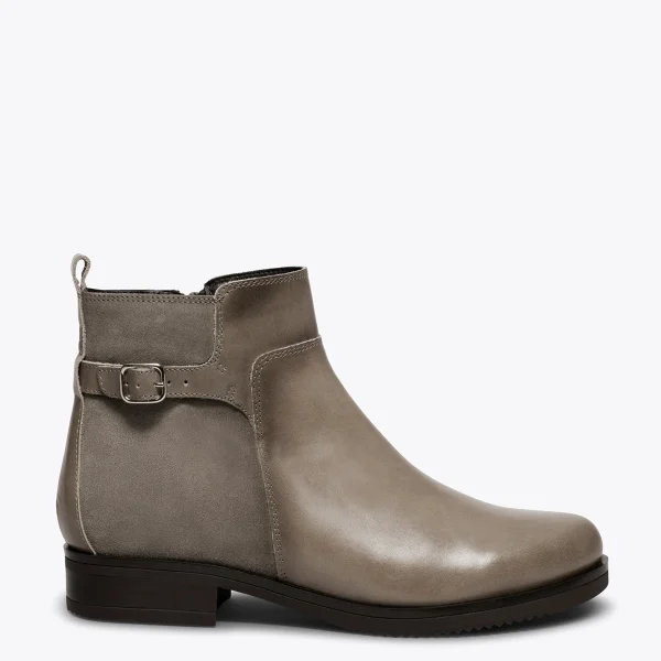 REMISE allant MiMaO ShopOnline DUO – Bottines Plates TAUPE Avec Cuir Combiné 1