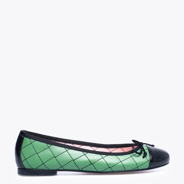 MiMaO ShopOnline BALLERINE LACET – Ballerine VERT Avec Broderie Losange Authentic Original licence 1