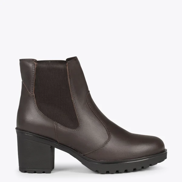 MiMaO ShopOnline SOHO – Bottines Chelsea à Talon MARRON garantie de qualité 1