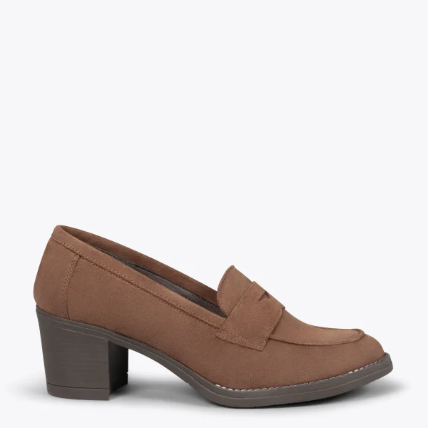 Prestation Et Rapide MiMaO ShopOnline MOKKA – Mocassin En Nubuck à Talon MARRON 1